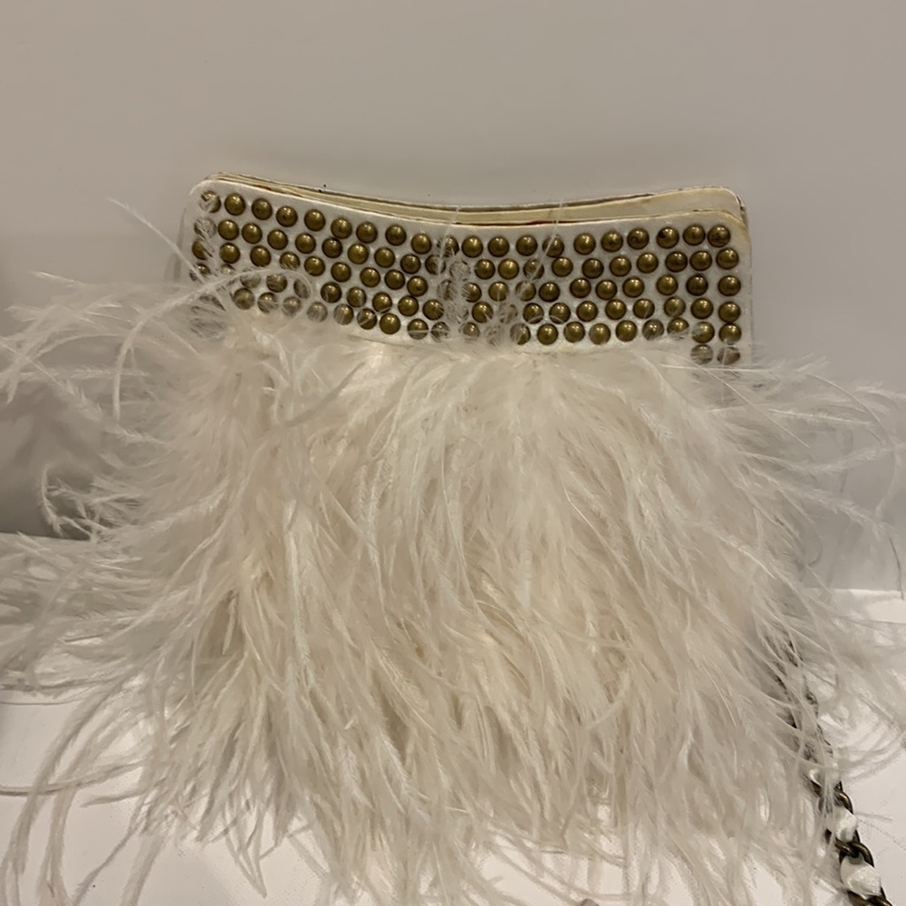 Betsey Johnson White Feather Studded Clutch - Picture 8 of 14